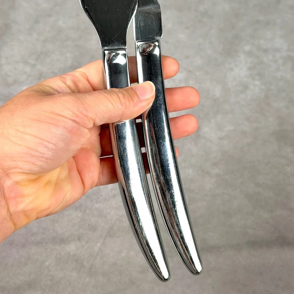 Saladmaster Stainless Steel Spatula Server Serrated Knife Set Made in USA 2pc